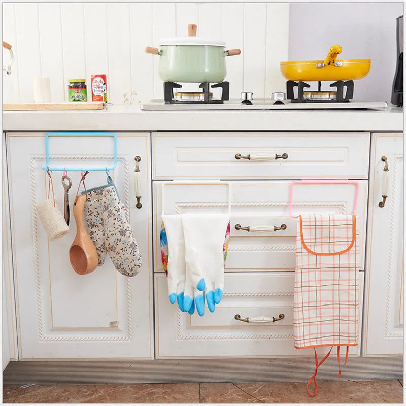 1Pcs Multifunction Plastic Hanging Holder Towel Rag Rack Punch-free Cabinet Door Back Kitchen Home Storage Organizer