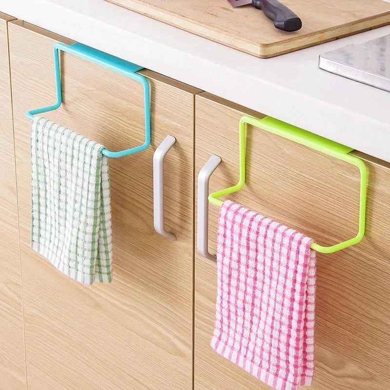 1Pcs Multifunction Plastic Hanging Holder Towel Rag Rack Punch-free Cabinet Door Back Kitchen Home Storage Organizer