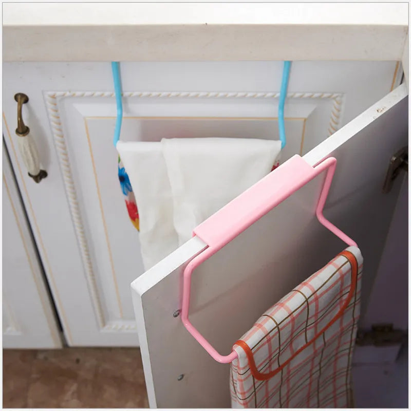 1Pcs Multifunction Plastic Hanging Holder Towel Rag Rack Punch-free Cabinet Door Back Kitchen Home Storage Organizer