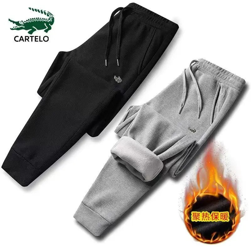 CARTELO High Quality Mens Winter Warm Thicken Waffle Fleece Pants Summer Fashion Casual Sweatpants Male Trousers Jogger Pants