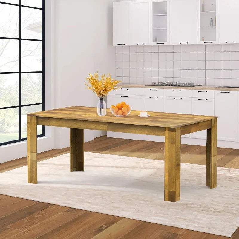 STHOUYN 71" 6ft Kitchen Dining Room Table for 6 8, Large Farmhouse Dinner Table, Wood Rectangular Long Table for Big Family