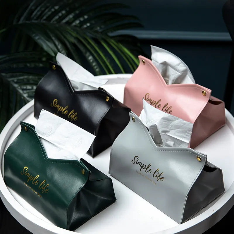 Leather Tissue Box Car Tissue Box Home Living Room Decoration Bedroom Kitchen Desktop Holder Case Storage Hotel Carton Househol