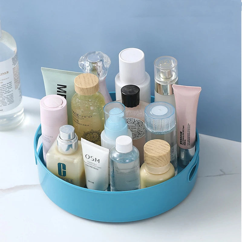 360 Degree Rotating Cabinet Organizer Kitchen Bathroom Cosmetic Turntable Storage Tray Non-Slip Fruit Snack Round Rack Plate Box
