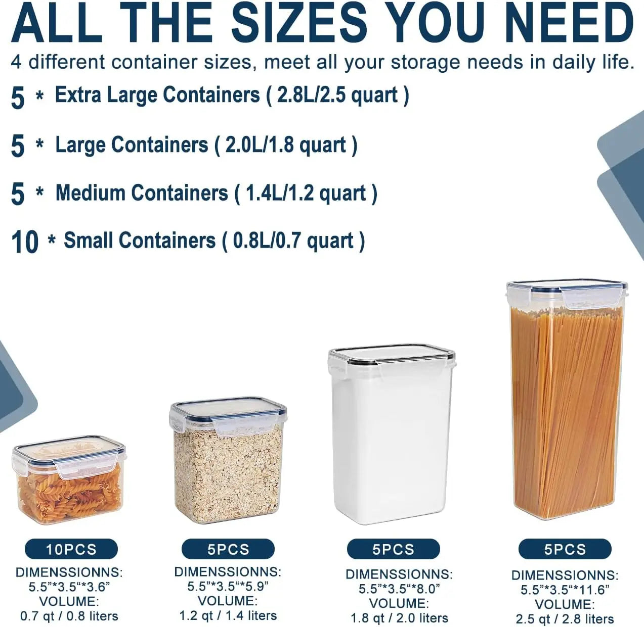 Food Storage Containers 25-Piece Set, Kitchen & Pantry Organization, BPA Free Plastic Storage Containers with Lids