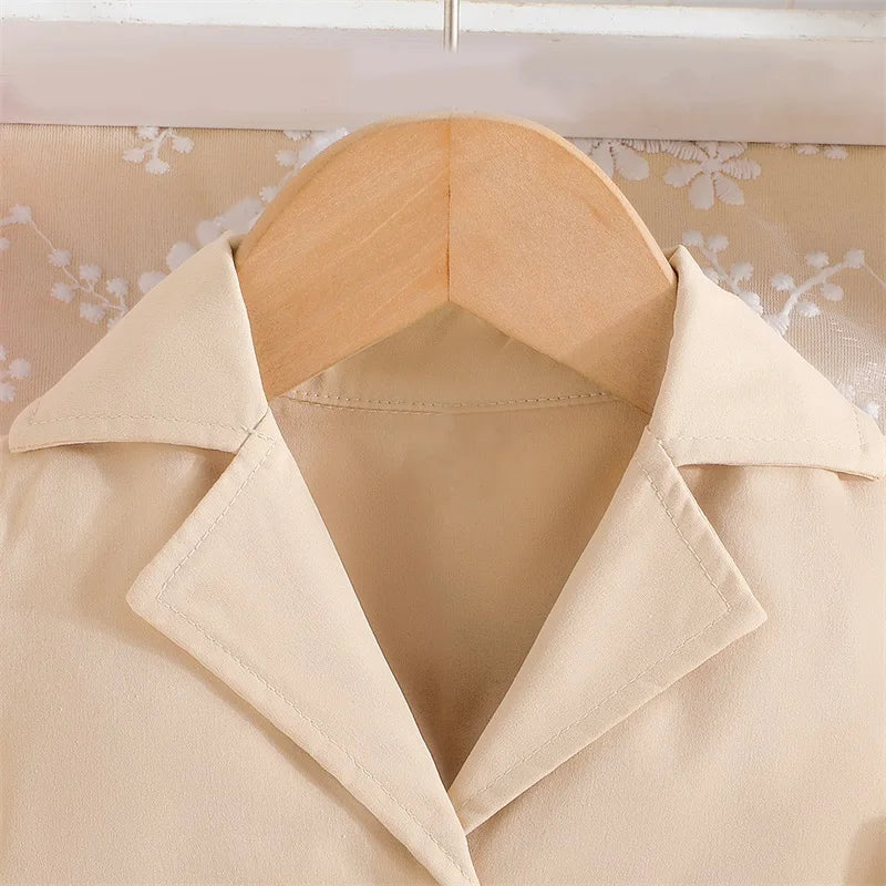 Girls Clothing Set Solid Color Long Sleeve Lapel Jacket with Casual Dress Kids Fashion Children Spring Summer Clothes Outfits