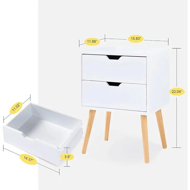 Sweetgo End Side Table Nightstand with Storage Drawer -Fashion Modern Assemble Storage Cabinet Bedroom Bedside