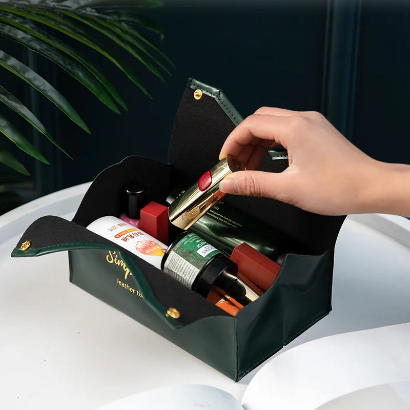 Leather Tissue Box Car Tissue Box Home Living Room Decoration Bedroom Kitchen Desktop Holder Case Storage Hotel Carton Househol