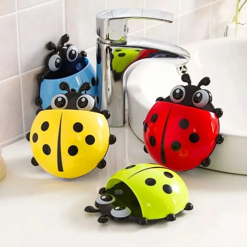 Cartoon Tooth Storage Rack Organizer Creative Cute Ladybug Sucker Toothbrush Toothpaste Holder Kitchen Bathroom Accessories