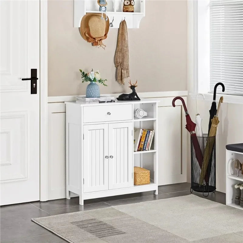 Large Storage Cabinet with Drawer for Bathroom Living Room, White