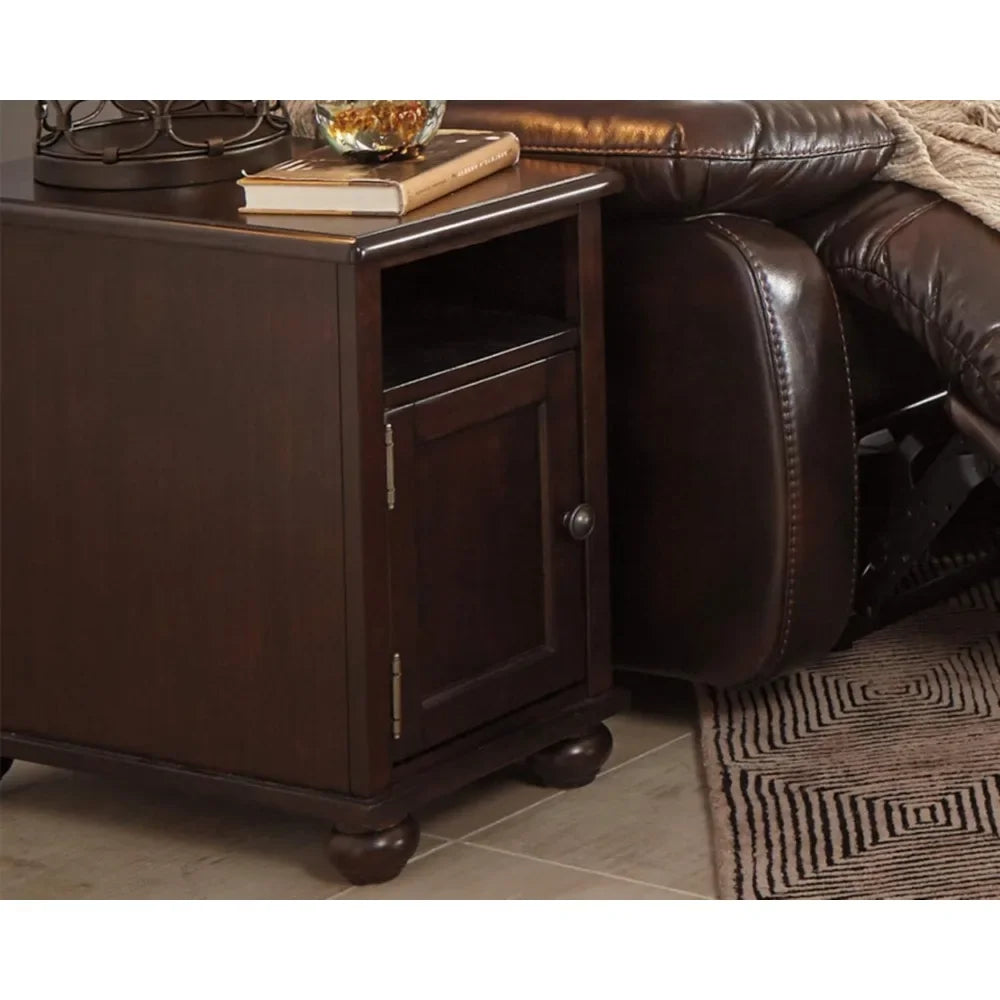 2 USB Ports & Outlets End Table Serving Coffee 2 Fixed Shelves Side Table Living Room Chairs Dark Brown Mid Century Modern Coffe