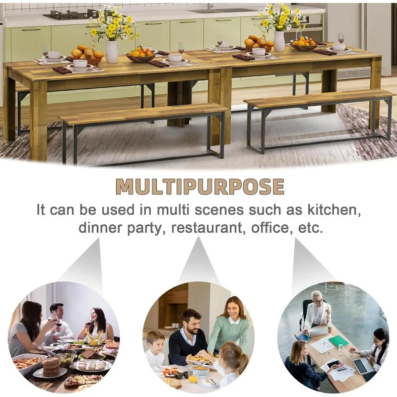 STHOUYN 71" 6ft Kitchen Dining Room Table for 6 8, Large Farmhouse Dinner Table, Wood Rectangular Long Table for Big Family