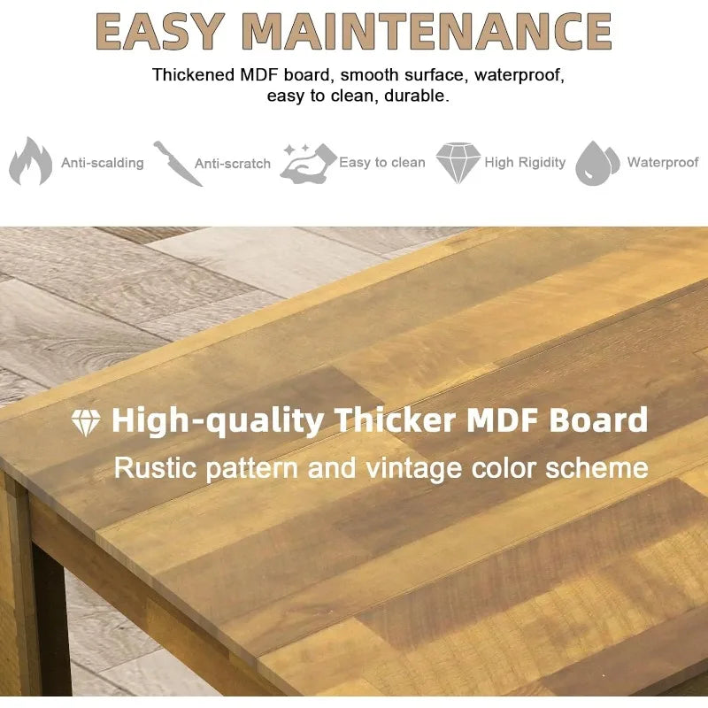 STHOUYN 71" 6ft Kitchen Dining Room Table for 6 8, Large Farmhouse Dinner Table, Wood Rectangular Long Table for Big Family