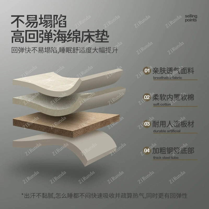 L Folding Bed Double Home Simple Bed Rental House Noon Break Bed Office Single Nap Hard-Based Bed Bedroom Sets Beds