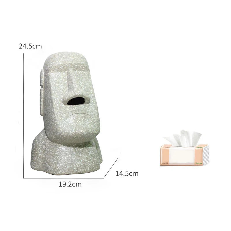 Easter Island Tissue Box Moai Living Room Funny Nostril Storage Paper Box Table Top Carton Halloween Decoration Bar Arrangement