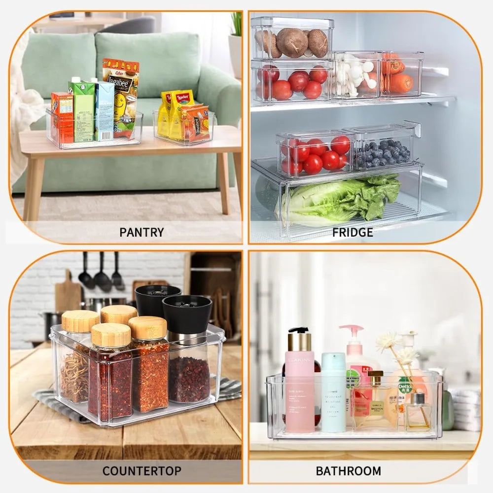 15Pack Fridge Organizer,Stackable Refrigerator Organizer Bins with Lids PBA-Free,Clear Fridge Organizers and Storage for Kitchen