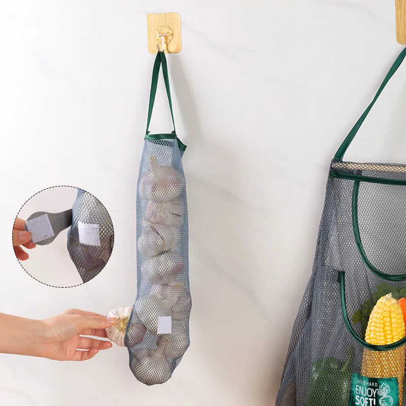 Kitchen Hanging Fruit Vegetable Storage Hanging Bag Moistureproof Ginger Garlic Onion Hollowed Out Breathable Storage Bag