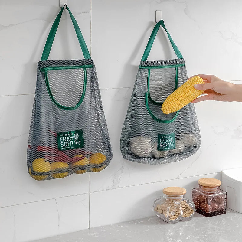 Kitchen Hanging Fruit Vegetable Storage Hanging Bag Moistureproof Ginger Garlic Onion Hollowed Out Breathable Storage Bag