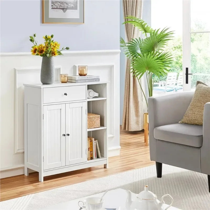 Large Storage Cabinet with Drawer for Bathroom Living Room, White