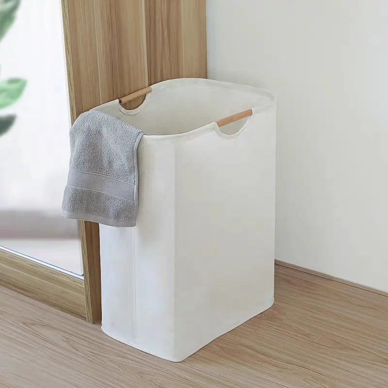 Nordic Laundry Basket Wooden Handle Bathroom Laundry Hamper Bag for Dirty Clothes Home Sundries Storage Kids Toys Organizer