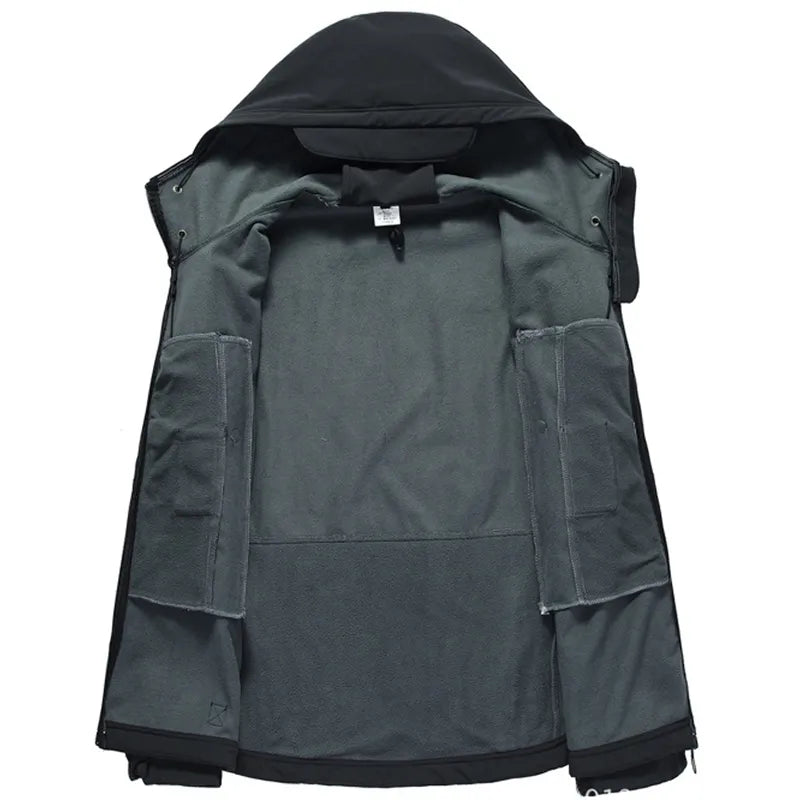 Military Outdoor Jackets Men Shark Skin Soft Shell Tactical Waterproof Windbreaker Army Combat Jacket Mens Hooded Bomber Coats