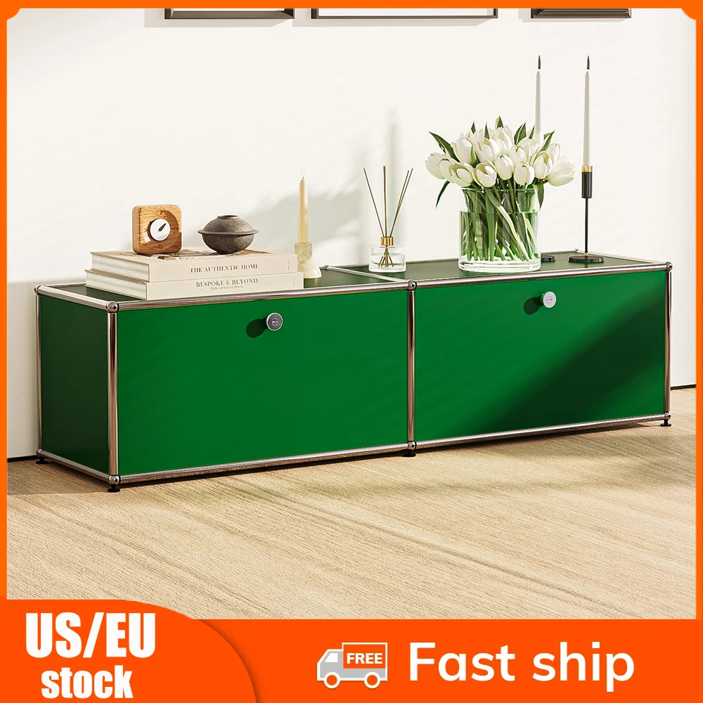 Storage Cabinet 2 Haller Living Room Storage Shelf Green Bedroom Cabinet CD Book Rack Home Display Rack Storage Organizer