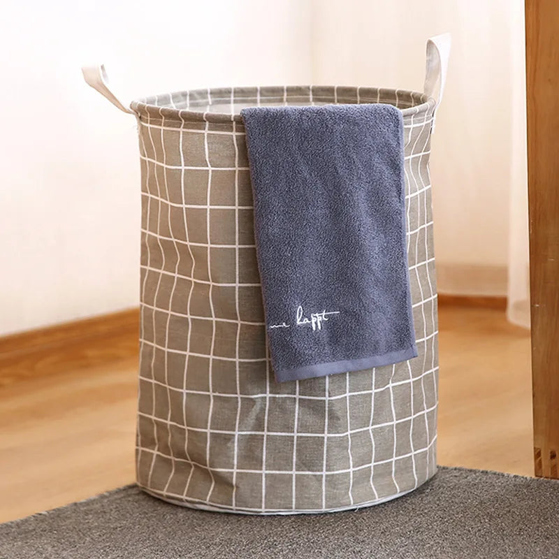 1pc Round Dirty Clothes Basket Large Laundry Basket Portable Dirty Home Clothes Hamper Waterproof Bucket Clothes Storage Basket