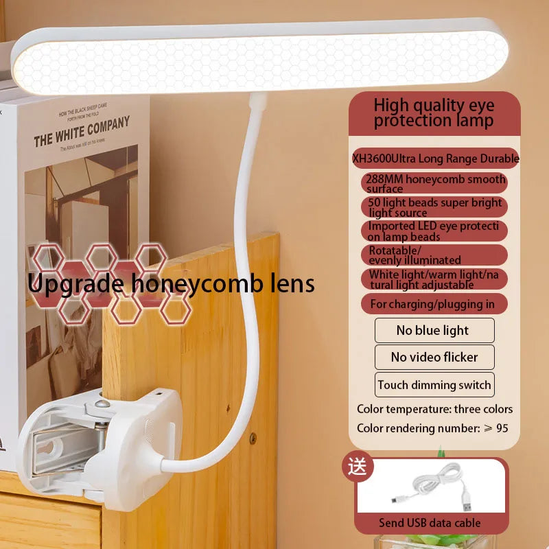 Cross Border Learning Dedicated Desk Clip, Bedside, Bedroom, Dormitory, Charging Eye Protection LED Reading Lamp, Student Gift