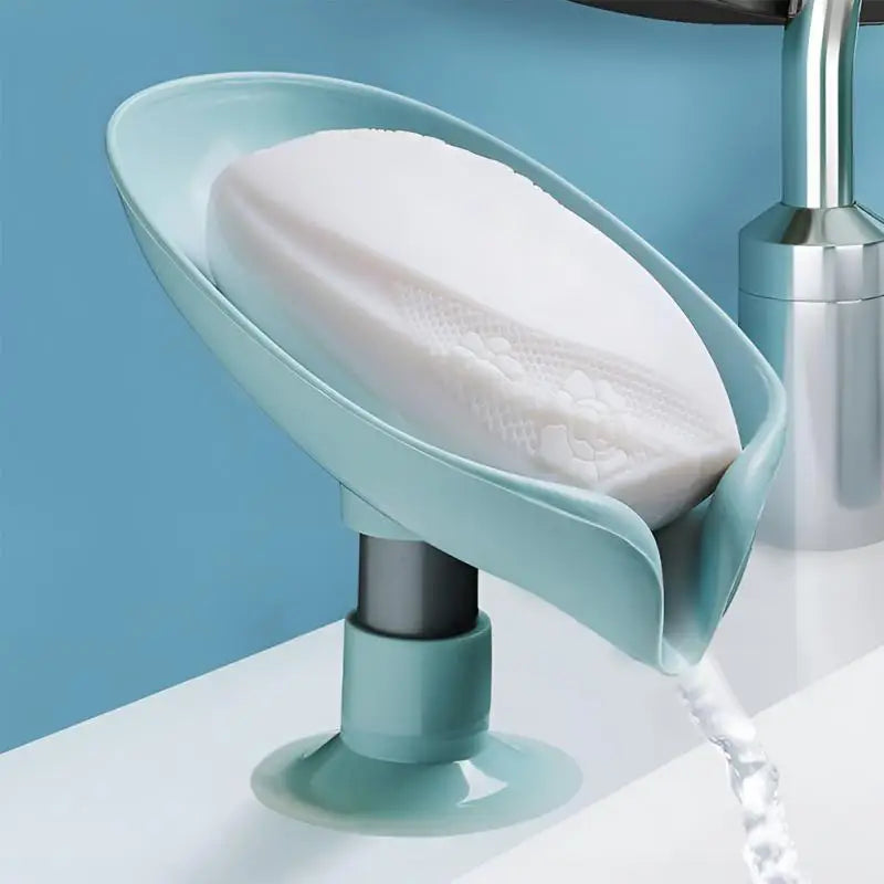 Soap Dish Storage With Suction Cup Laundry Leaf Shape Soap Box Drain Non-slip Soap Holder Bathroom Accessories Soap Case