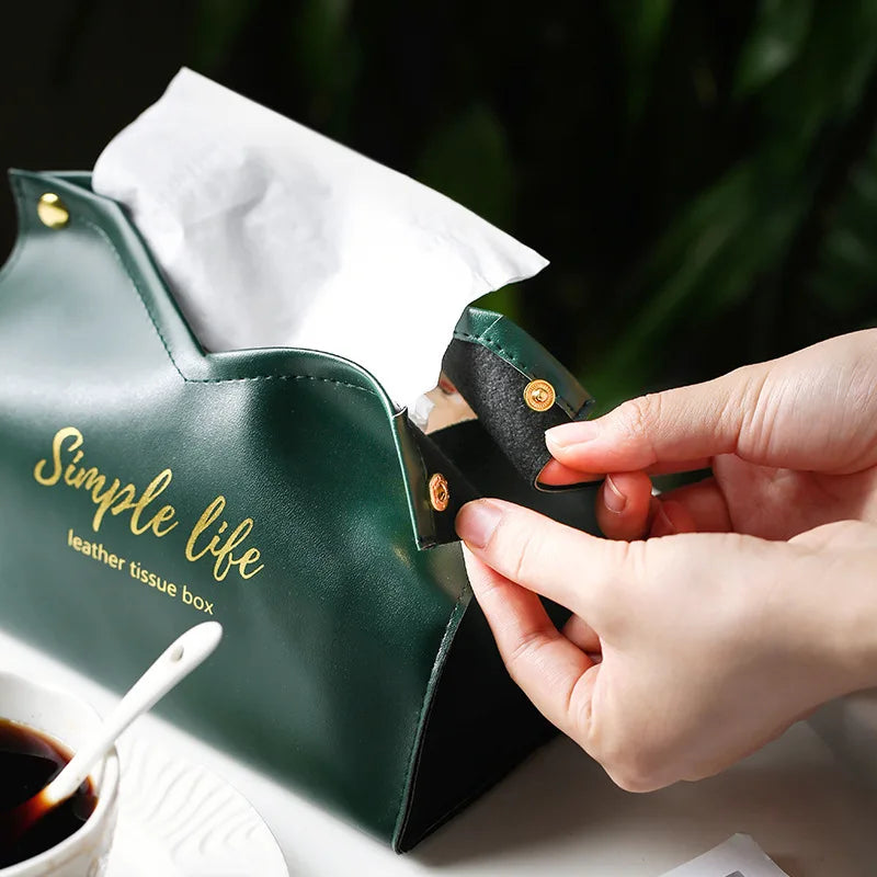 Leather Tissue Box Car Tissue Box Home Living Room Decoration Bedroom Kitchen Desktop Holder Case Storage Hotel Carton Househol