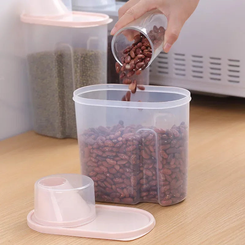 Kitchen Dry Grain Storage Tank Transparent Plastic Rice Bucket Food Storage Tank Multi-functional Sealed Storage Containers