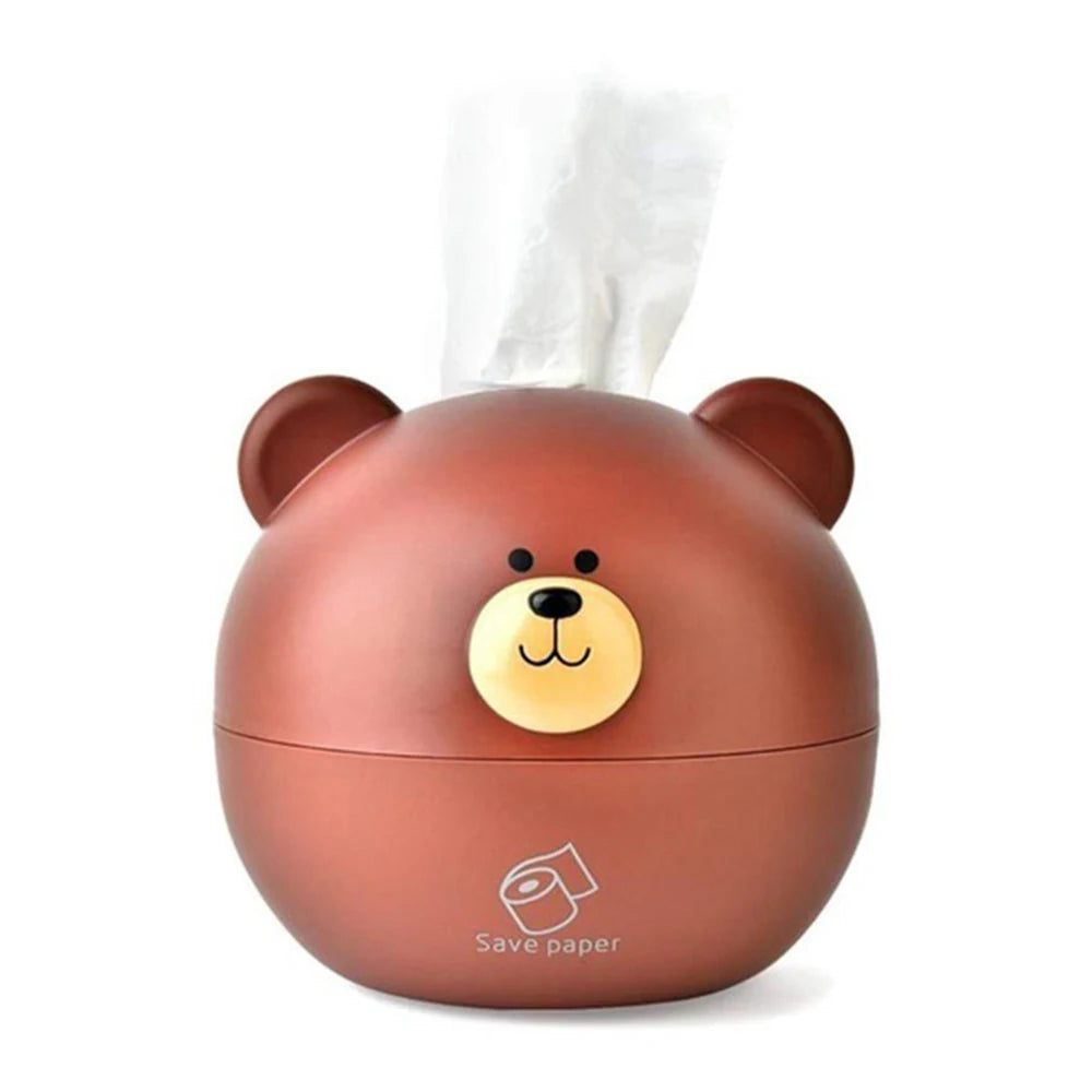 Cute Bear Head Tissue Box Nordic Roll Paper Storage Box Wc Round Container Rack Napkin Holder Living Room Creative Home Simple