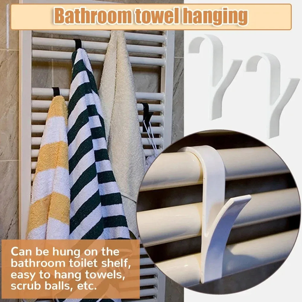 1/2/4/6Pcs White Heating HooksHeated Towel Radiator Hooks Bathroom Transparent Hook Home Storage Clothes Coat Scarf Towel Hooks