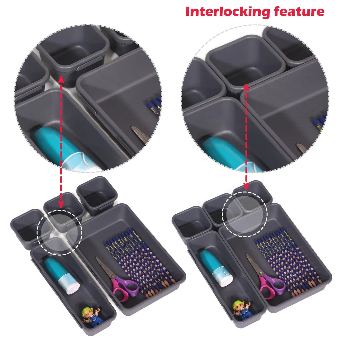 13/26PCs Drawer Organizers Separator for Home Office Desk Stationery Storage Box Kitchen Bathroom Women Makeup Organizer Boxes