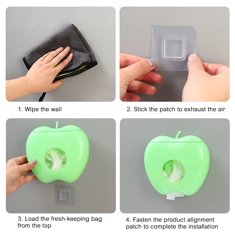 Wall Mounted Fresh Keeping Bag Storage Box Disposable Food Cover Storage Container Kitchen Organizer For Plastic Elastic Bag