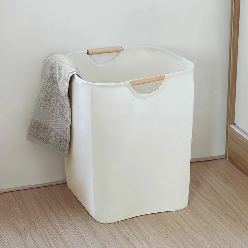 Nordic Laundry Basket Wooden Handle Bathroom Laundry Hamper Bag for Dirty Clothes Home Sundries Storage Kids Toys Organizer