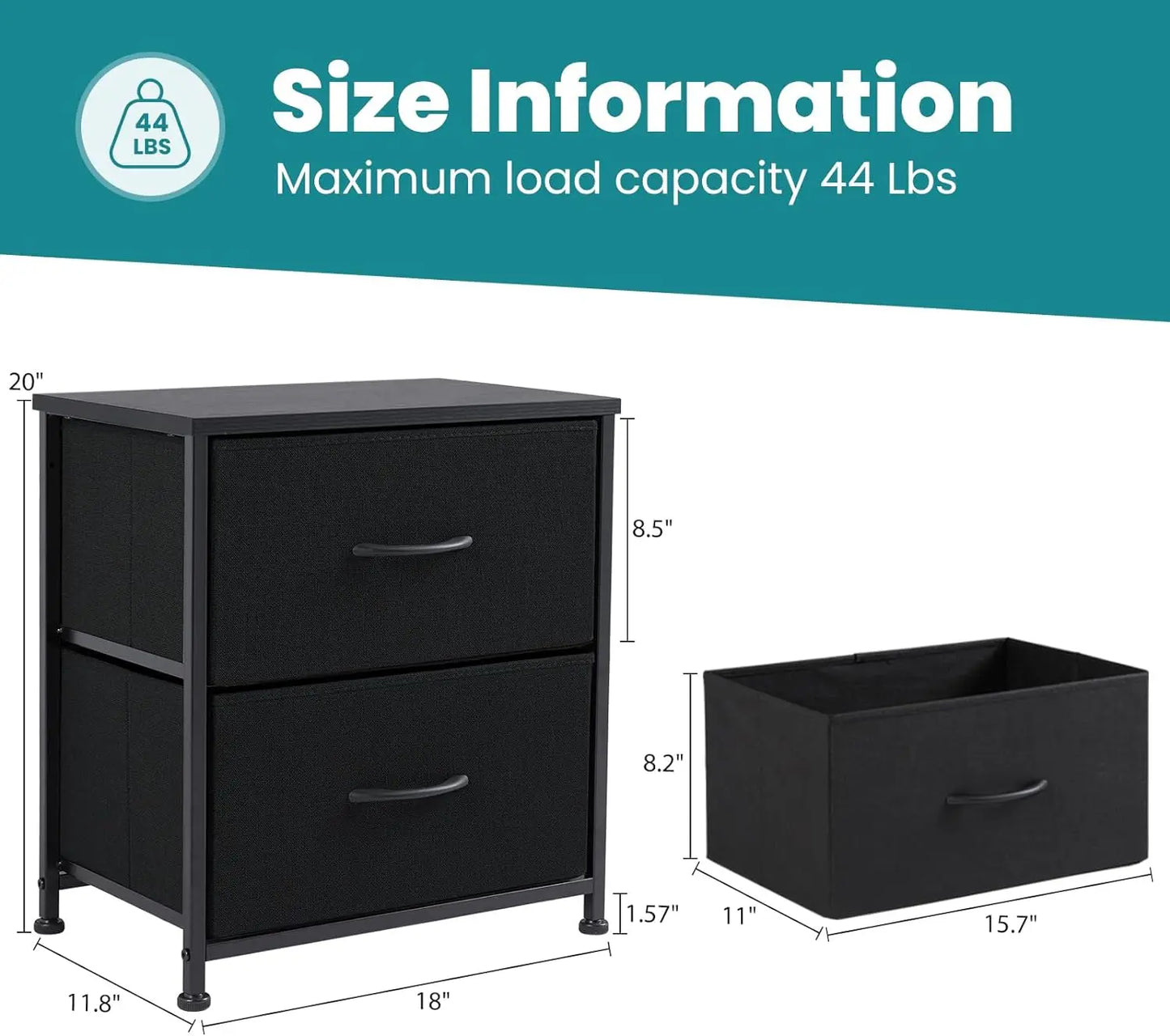 Nightstands Set of 2,End Table Side for Bedroom, Bedside ,Small Dresser with 2 Drawers, Night Stands Fa