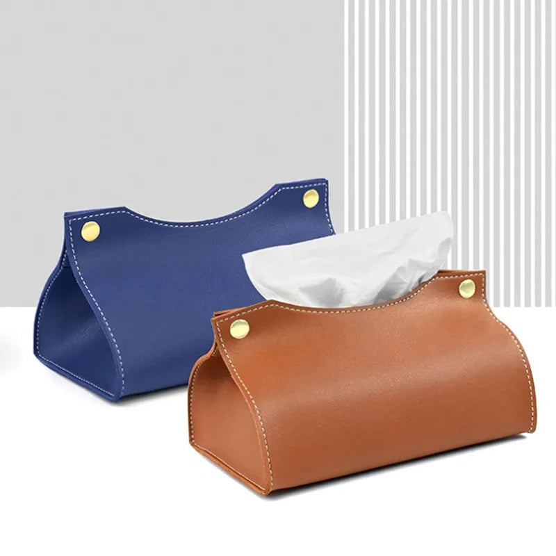 Tissue Box Holder Home Living Room Coffee Table Desktop Simple Napkin Box Kitchen Storage Paper Box PU Leather Organizers