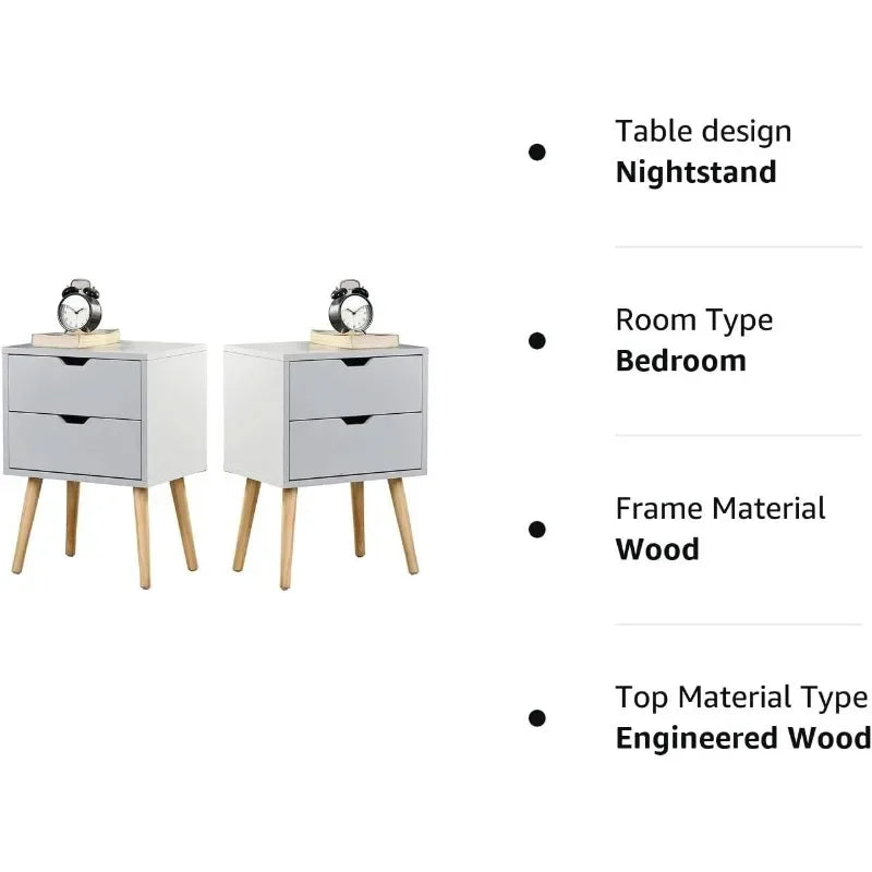 Sweetgo End Side Table Nightstand with Storage Drawer -Fashion Modern Assemble Storage Cabinet Bedroom Bedside
