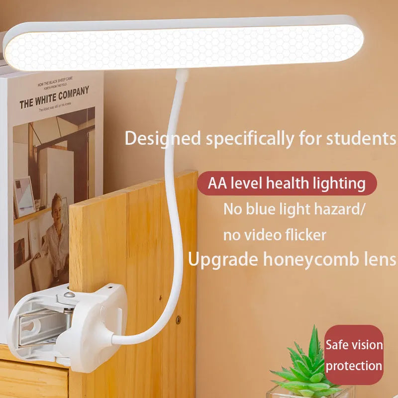 Cross Border Learning Dedicated Desk Clip, Bedside, Bedroom, Dormitory, Charging Eye Protection LED Reading Lamp, Student Gift