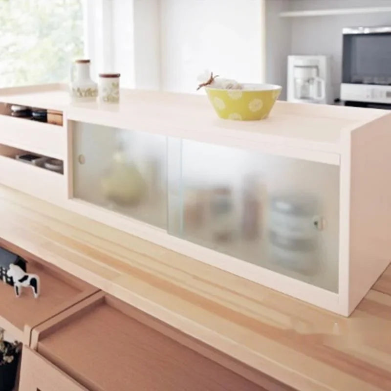 Japanese Solid Wood Kitchen Seasoning Storage Cabinet Dustproof Bowl Chopsticks Kitchen Cabinets Living Room Meal Side Cabinet