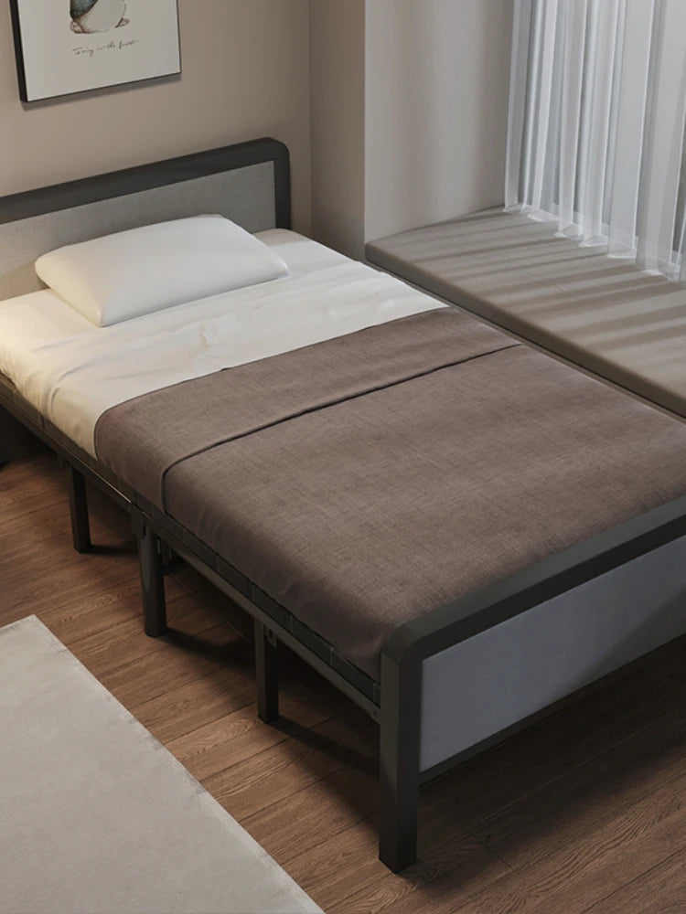 L Folding Bed Double Home Simple Bed Rental House Noon Break Bed Office Single Nap Hard-Based Bed Bedroom Sets Beds