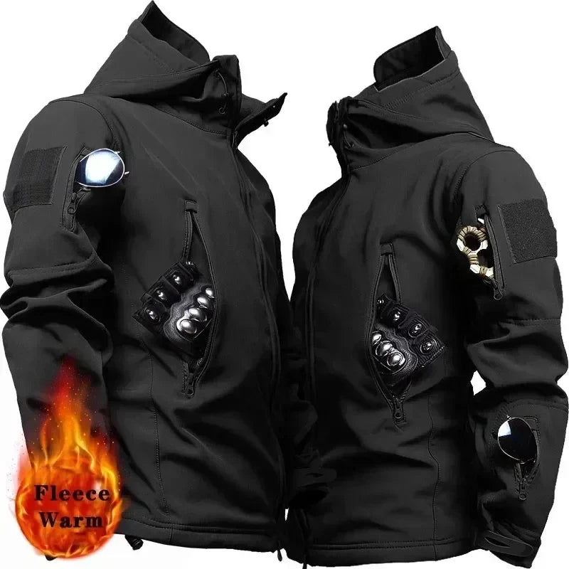Military Outdoor Jackets Men Shark Skin Soft Shell Tactical Waterproof Windbreaker Army Combat Jacket Mens Hooded Bomber Coats