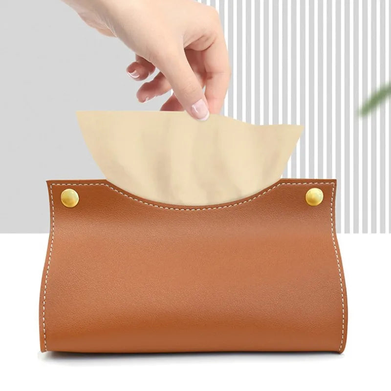 Tissue Box Holder Home Living Room Coffee Table Desktop Simple Napkin Box Kitchen Storage Paper Box PU Leather Organizers