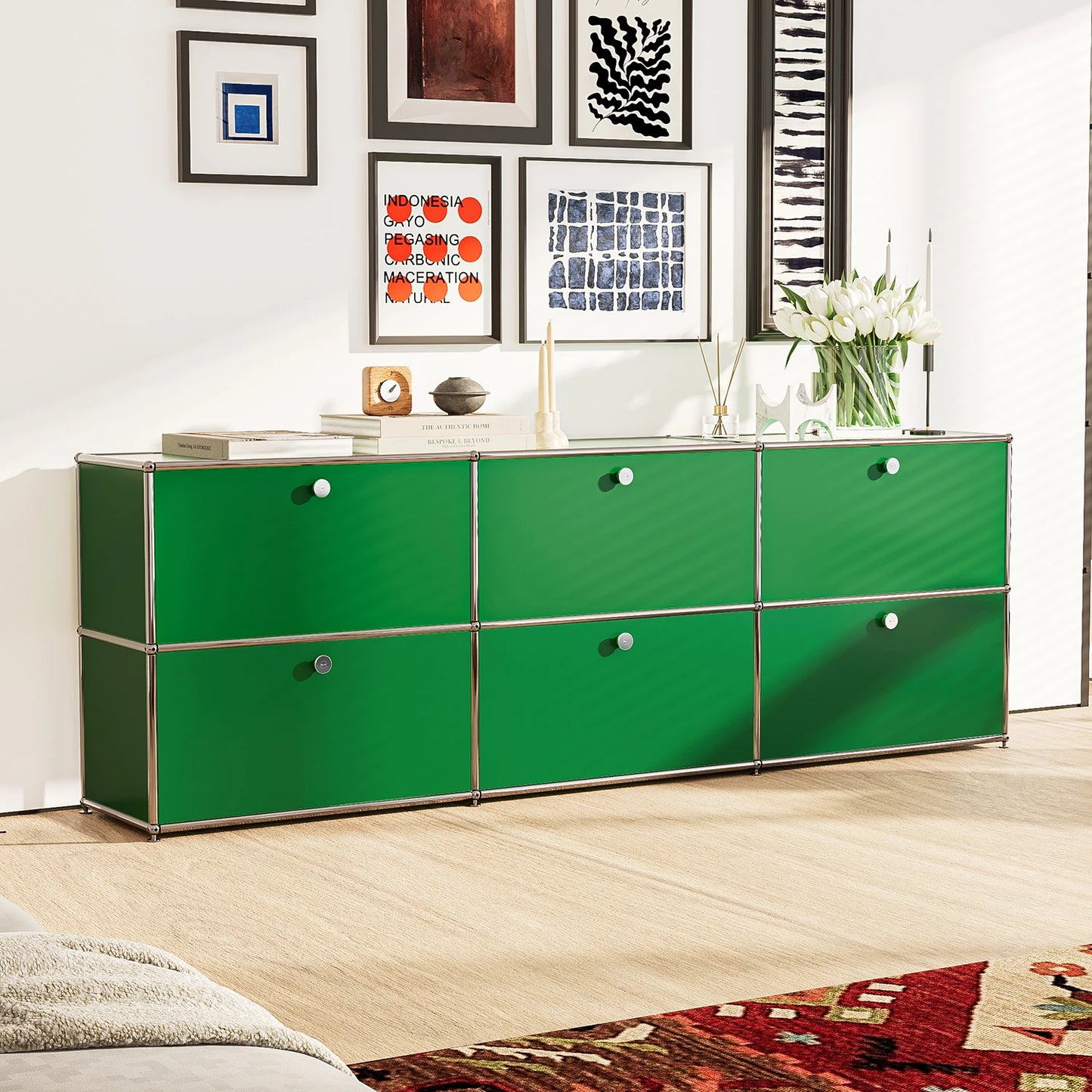 Storage Cabinet 2 Haller Living Room Storage Shelf Green Bedroom Cabinet CD Book Rack Home Display Rack Storage Organizer