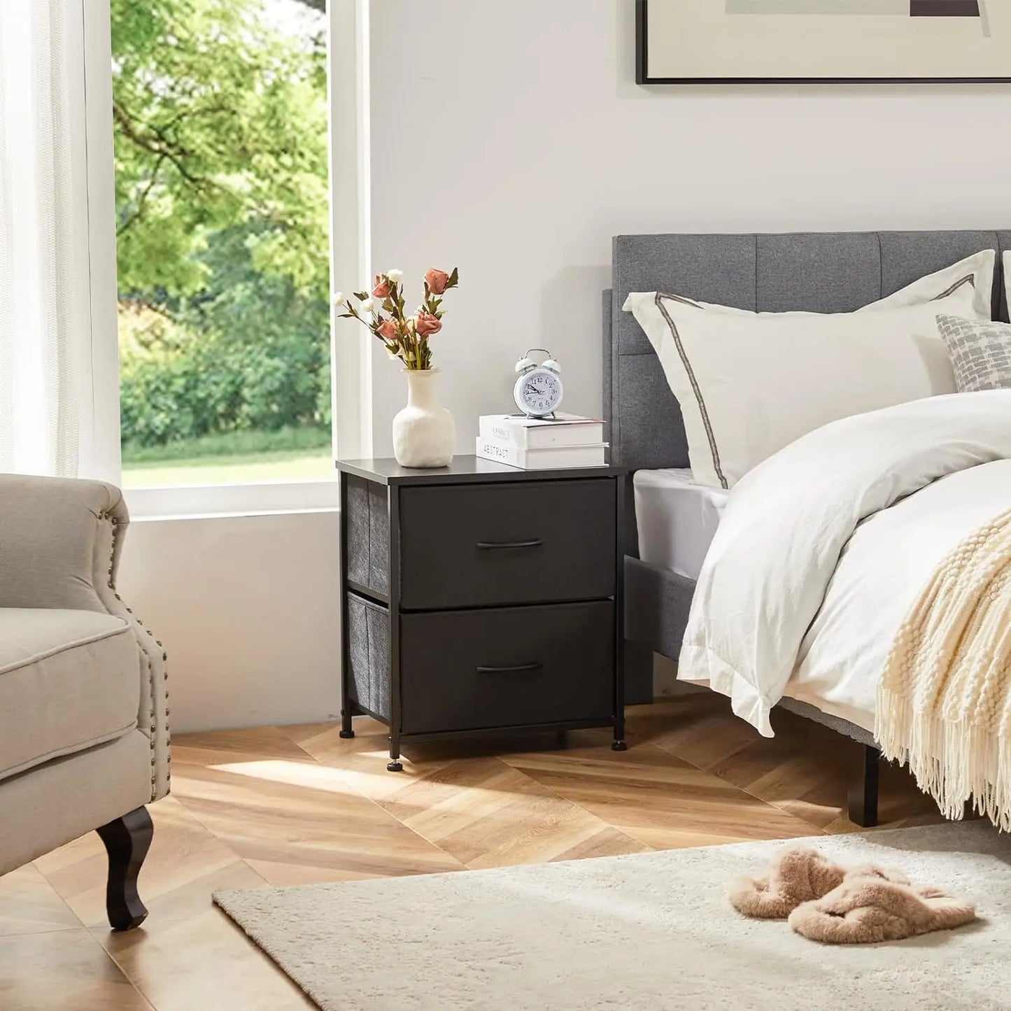 Nightstands Set of 2,End Table Side for Bedroom, Bedside ,Small Dresser with 2 Drawers, Night Stands Fa