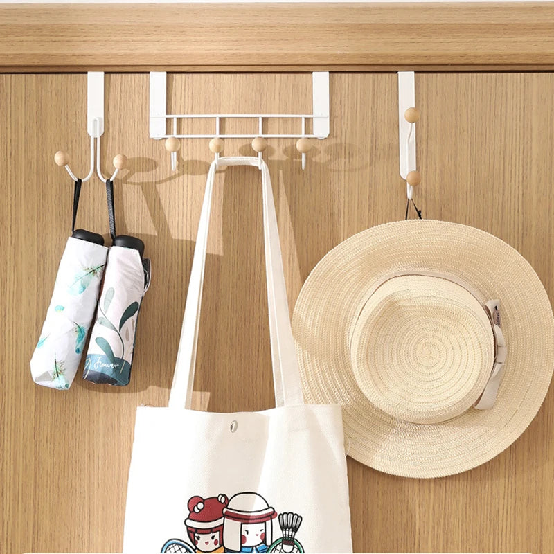 Door Hook Rack Metal Clothes Storage Rack Portable Bedroom Kitchen Bathroom Door Clothes Hat Hook Cabinet Door Rack Home