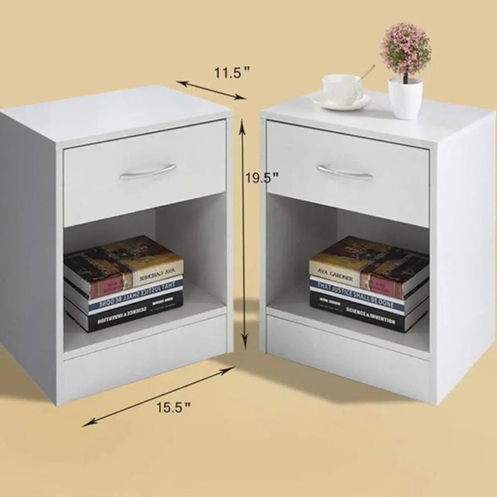 Set Of 2 Nightstand Wood End Table Bedroom Storage Coffee Side Bedside Table