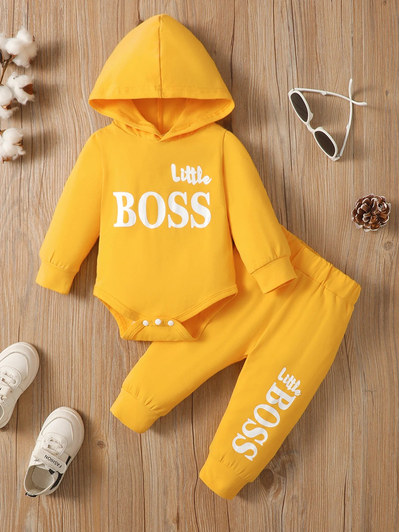 Winter Newborn Infant Baby Boy Long Sleeves Cotton Hooded Little Boss Fashion Baby Hoodies Clothing
