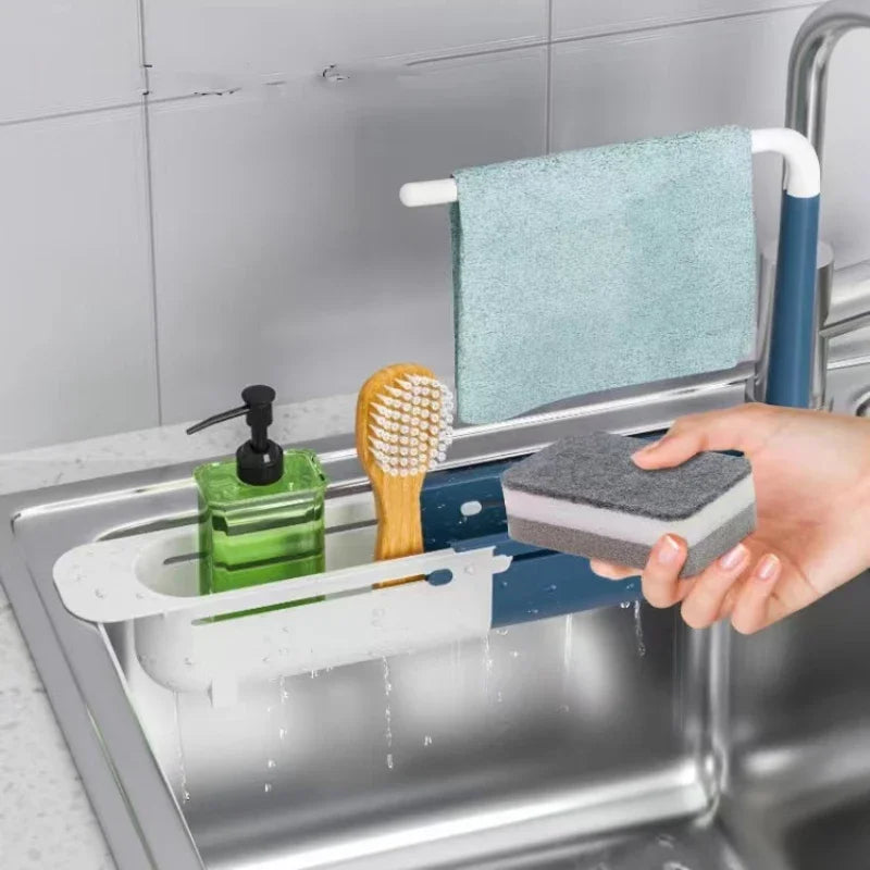 Telescopic Sink Shelf Kitchen Sinks Organizer Soap Sponge Holder Sink Drain Rack Storage Basket Kitchen Gadgets Accessories Tool