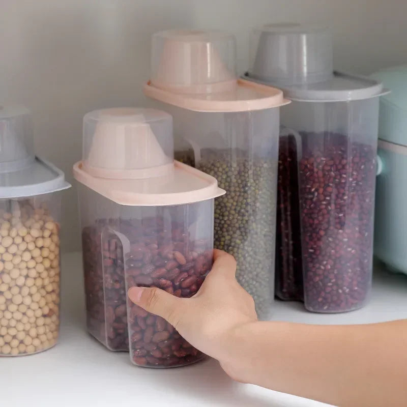 Kitchen Dry Grain Storage Tank Transparent Plastic Rice Bucket Food Storage Tank Multi-functional Sealed Storage Containers